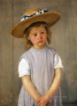 メアリー・カサット Painting - 麦わら帽子をかぶった子 母親の子供たち メアリー・カサット